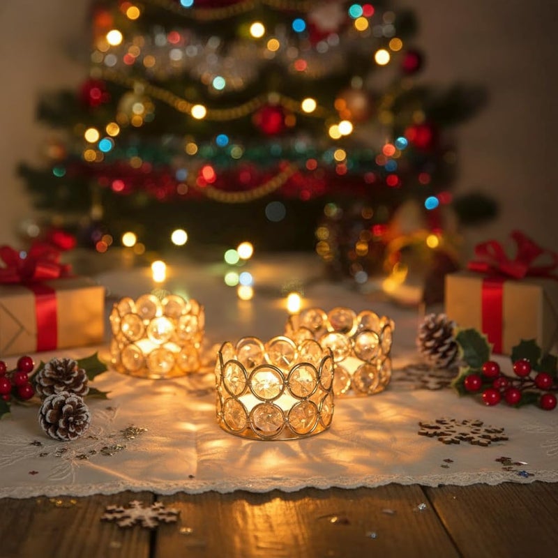 VINCIGANT Crystal Gold Votives Candle Holder Elegant Decorative Tealight Candle Holders for Weddings,Parties,Chirstmas,Gifts,Home Decor,Set of 24 - Image 2